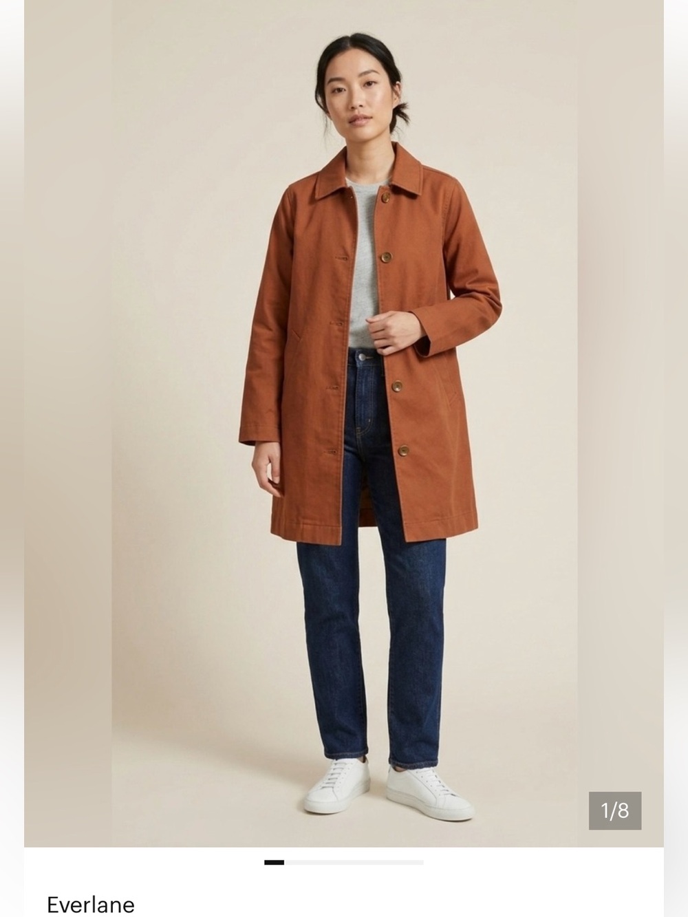 Classic Mac Cotton Everlane Women's Rust Brown Button-Front Coat